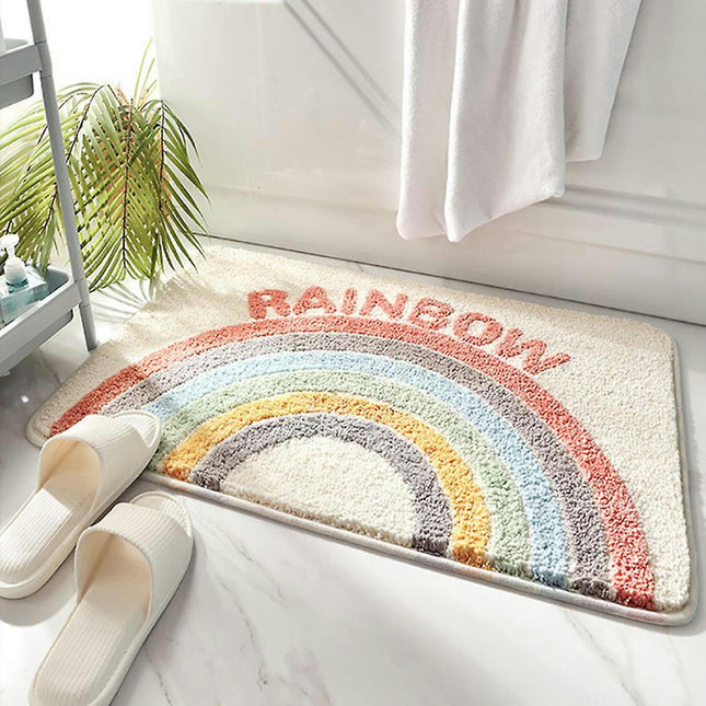 Flocked Bath Mat Indoor Bathroom Mat Absorbent Dirt Catcher Non-slip Bath Mat Home (40*60cm)