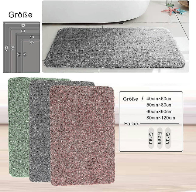 Bath Mat Gray,Bath Mats Non-slip Washable Bath Mats, Carpets Absorbent Soft With High Hydroscopicity Bath Rug