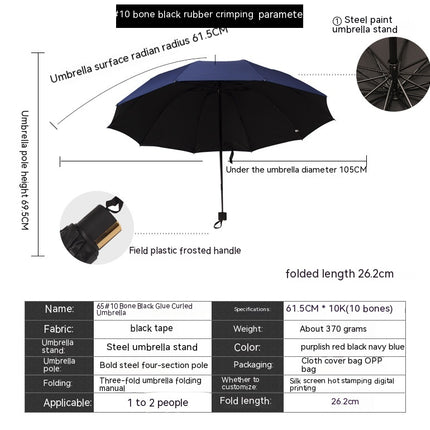 Compact Travel Folding Umbrella Waterproof,Rain/Sun UV Protection Men's Large Umbrella