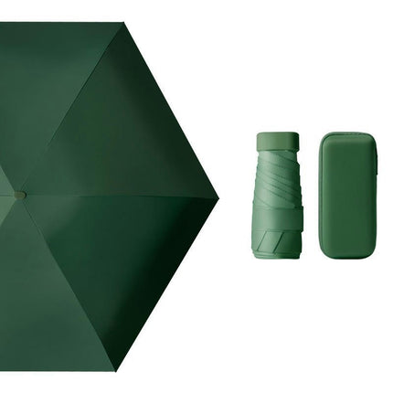 Mini Travel Sun Umbrella With Case, Small Compact UV Protection Umbrella for Sun and Rain Umbrella