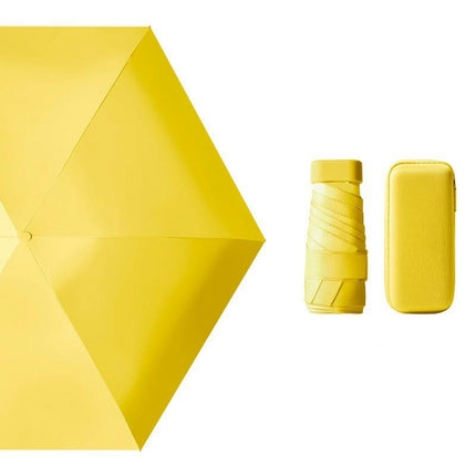 Mini Travel Sun Umbrella With Case, Small Compact UV Protection Umbrella for Sun and Rain Umbrella