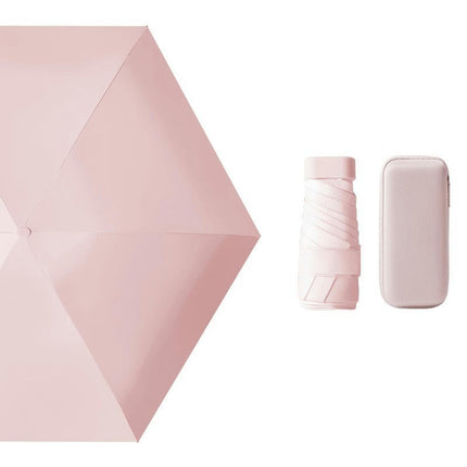 Mini Travel Sun Umbrella With Case, Small Compact UV Protection Umbrella for Sun and Rain Umbrella