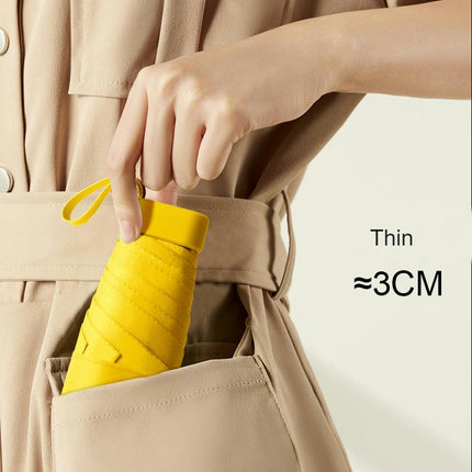 Mini Travel Sun Umbrella With Case, Small Compact UV Protection Umbrella for Sun and Rain Umbrella