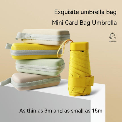 Mini Travel Sun Umbrella With Case, Small Compact UV Protection Umbrella for Sun and Rain Umbrella
