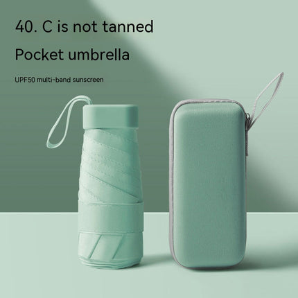 Mini Travel Sun Umbrella With Case, Small Compact UV Protection Umbrella for Sun and Rain Umbrella