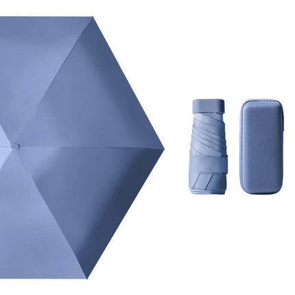 Mini Travel Sun Umbrella With Case, Small Compact UV Protection Umbrella for Sun and Rain Umbrella