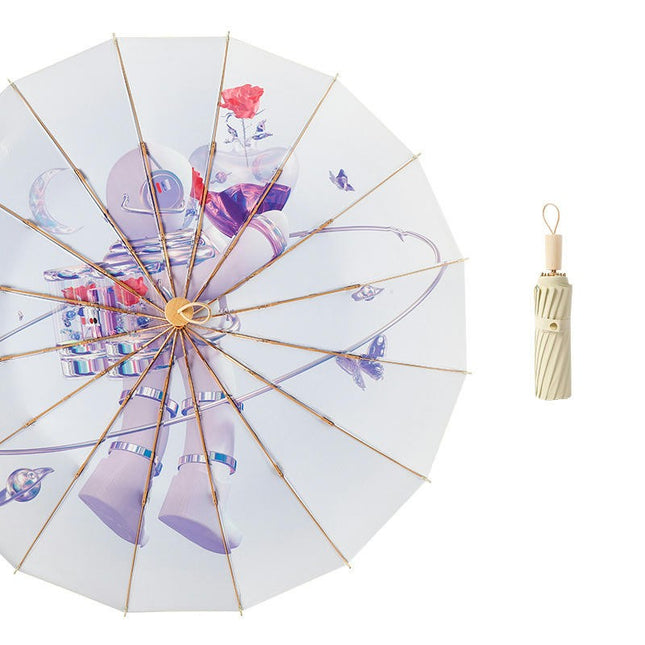 Sun and Rain Umbrella Folding Travel Sun Umbrella Anti-UV Protection Parasols Windproof Umbrella