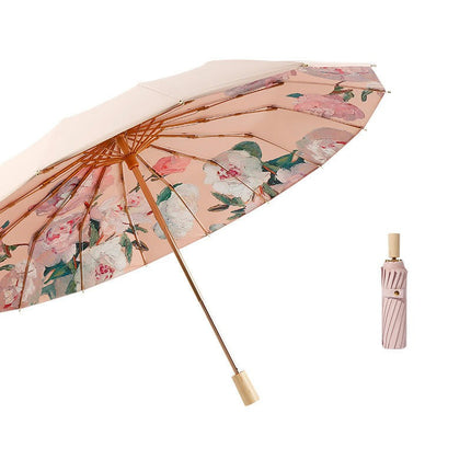 UV Sun Umbrella Compact Folding Travel Umbrella for Windproof, Rainproof with Anti-UV