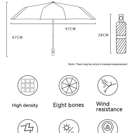 Automatic Umbrella, Windproof Travel Umbrella for Rain Folding Umbrella Sun Protection Tote Umbrella