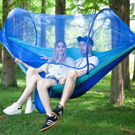 Camping Hammock with Mosquito Net, Hammocks with 13ft Tree Straps Carabiners, Automatic Quick Open Outdoor Portable Hammock