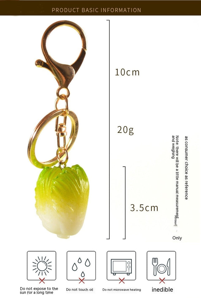 Simulated Food Chinese Cabbage Keychain Resin Vegetable Bag Car Pendant Keychain