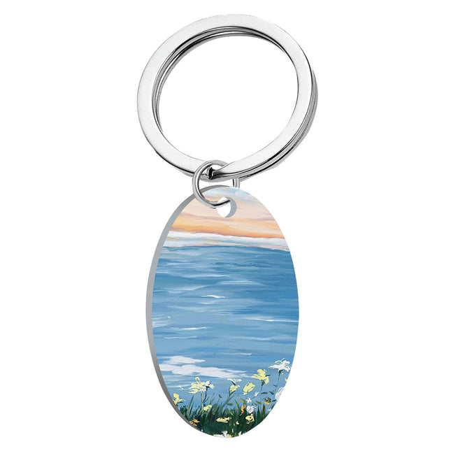 Oval Keychain for Men and Women Keychain Stainless Steel Key Ring Key Chain for Home Car Keys
