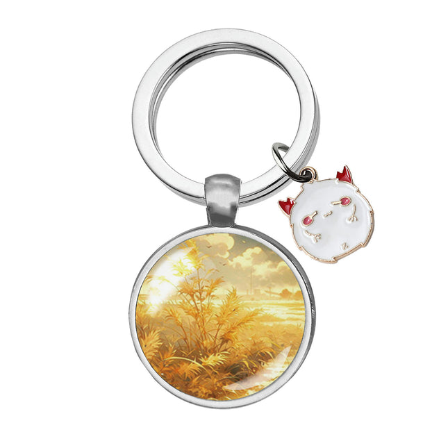 Metal Key Ring, Round Keychain, Cute Keychain Pendant for Bag Charm Decor Keyring