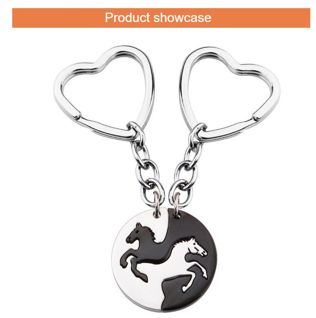 1 Pair Couple Keychain Charm Keychain Stainless Steel Key Ring Keychain for Women Men