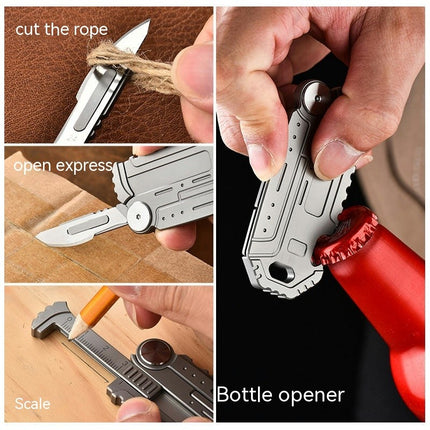 Stainless Steel keychain, Multi Tools Carabiner Keychain Hidden Folding Gadget for Men Outdoor