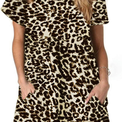 Womens Casual Summer T Shirt Dress Loose Short Sleeve Tunic Dress With Pocket For Women