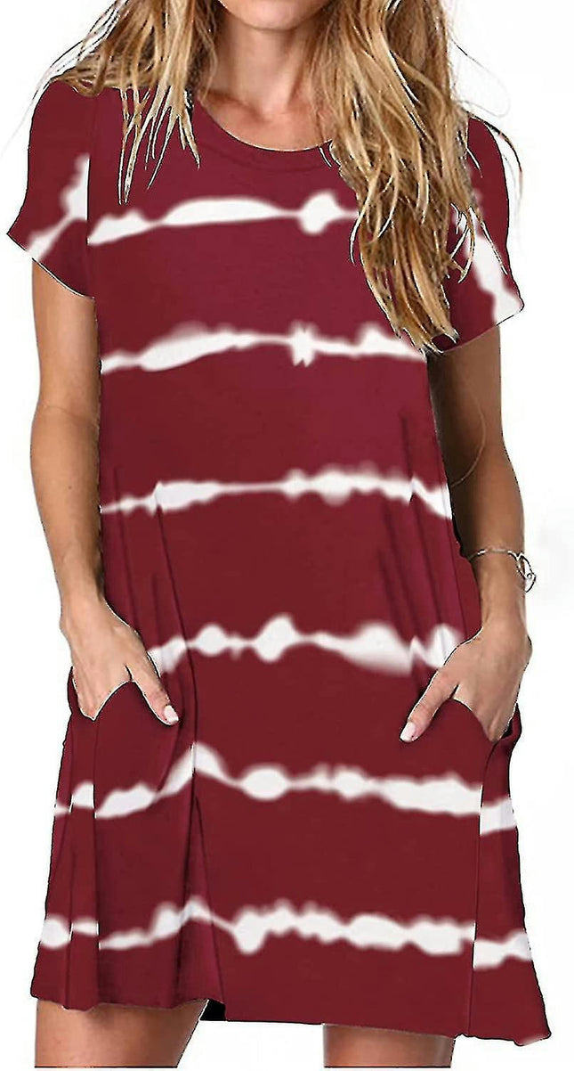 Womens Casual Summer T Shirt Dress Loose Short Sleeve Tunic Dress With Pocket For Women
