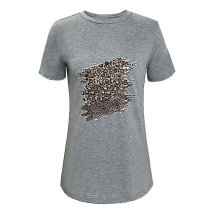 Lady Crew Neck Print T Shirt Summer Short Sleeve Top