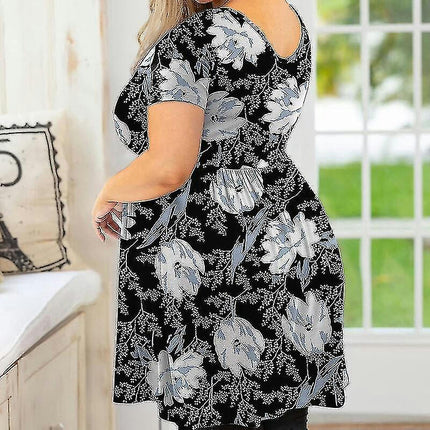 Ladies Crew Neck T-shirt Summer T Shirts Short Sleeve Tops Lounge Pullover Plus Size