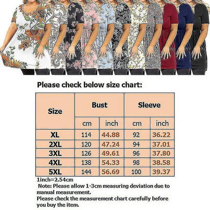 Ladies Crew Neck T-shirt Summer T Shirts Short Sleeve Tops Lounge Pullover Plus Size