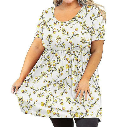 Ladies Crew Neck T-shirt Summer T Shirts Short Sleeve Tops Lounge Pullover Plus Size