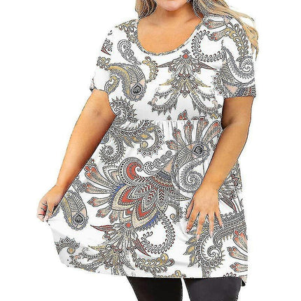 Ladies Crew Neck T-shirt Summer T Shirts Short Sleeve Tops Lounge Pullover Plus Size