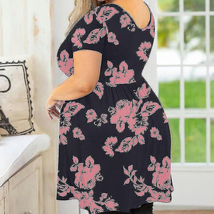 Ladies Crew Neck T-shirt Summer T Shirts Short Sleeve Tops Lounge Pullover Plus Size