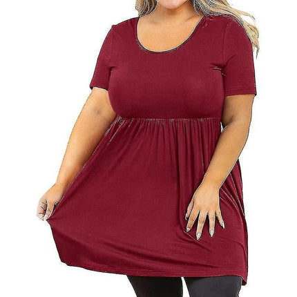 Ladies Crew Neck T-shirt Summer T Shirts Short Sleeve Tops Lounge Pullover Plus Size