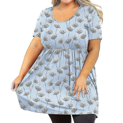 Ladies Crew Neck T-shirt Summer T Shirts Short Sleeve Tops Lounge Pullover Plus Size