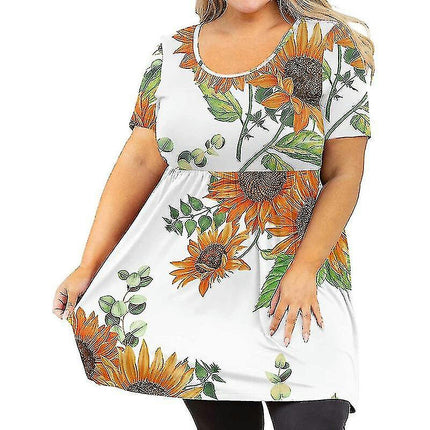 Ladies Crew Neck T-shirt Summer T Shirts Short Sleeve Tops Lounge Pullover Plus Size