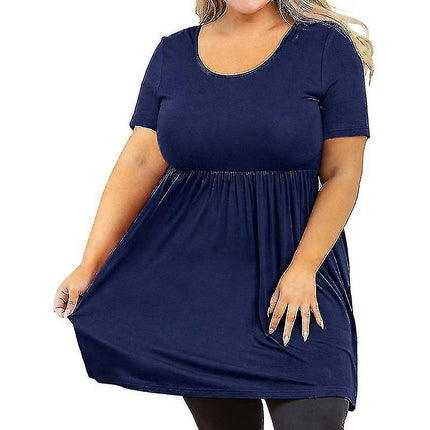Ladies Crew Neck T-shirt Summer T Shirts Short Sleeve Tops Lounge Pullover Plus Size