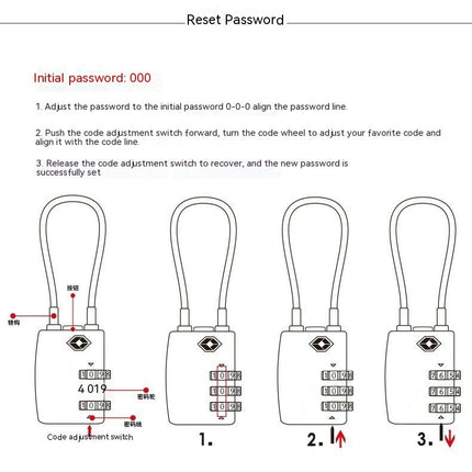 Cable Luggage Locks, Digit Padlocks Combination Lock for Travel Bag, Suit Case & Luggage