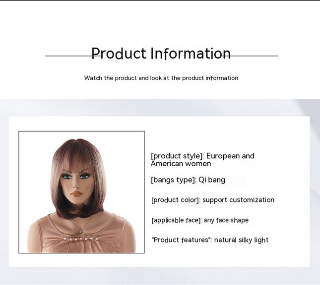 Human Hair Wigs Human Hair Women Short Bob Straight Wig Bangs Real Hair Daily Wigs