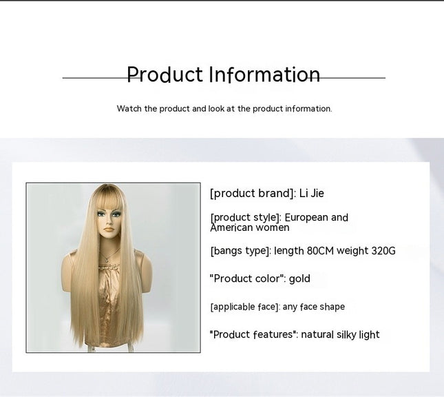 WIG Longs Straight Wig With Bangs Women'S Natural Synthetic Hair Wig For Daily Use And Girl Cosplay