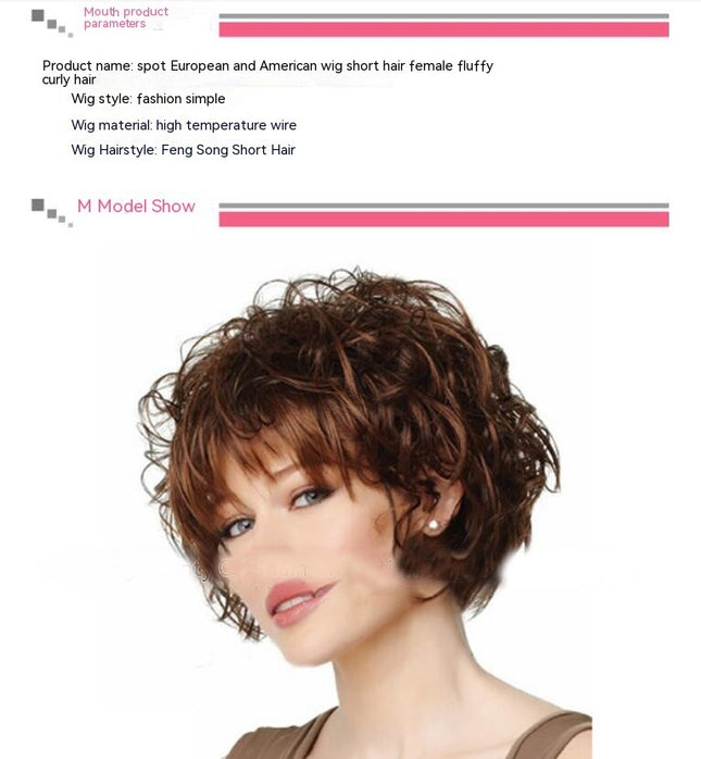 Lace Front Short Curly Short Curly Hair Wig Women Natural Fluffy Cosplay Daily Party Costume Wigs