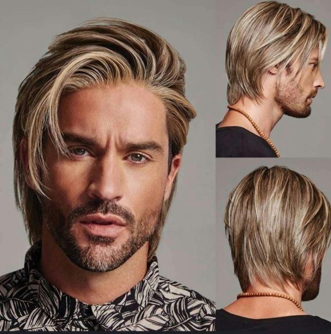 Synthetic Wigs Wigs For Mens , Mens Brown Wig, Natural Daily Use Hair Suitable for Cosplay Wig
