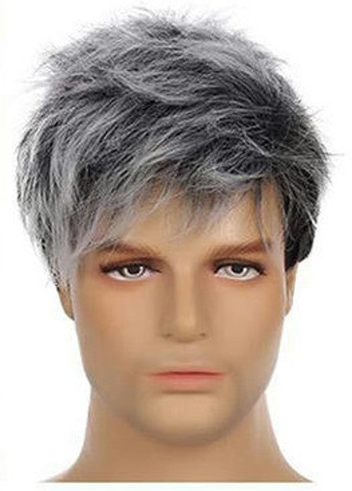 Natural Curly Men's Wig Short Straight Hair Wig Men's Curly Hair Wig Synthetic Wigs with Bangs