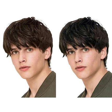 Wigs with Hair Bangs for Men,Short Curly Men Wig for Male Guy Natural Synthetic Hair Wigs
