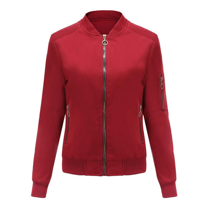 Women's Jacket Lightweight Bomber Jackets Pockets Windbreaker Zip-up Casual Outwear