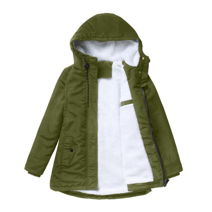 Women's Winter Warm Coats Fleece Lined Parka Jacket Hooded Parka Coat with Pockets