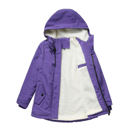 Women's Winter Warm Coats Fleece Lined Parka Jacket Hooded Parka Coat with Pockets