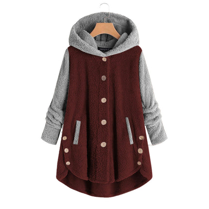 Women's Winter Long Sleeve Fuzzy Fleece Hooded Cardigans Jacket Coats with Pocket