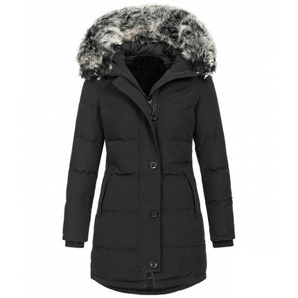 Women's Winter Thicken Puffer Coat Warm Jacket with Faux Fur Hood