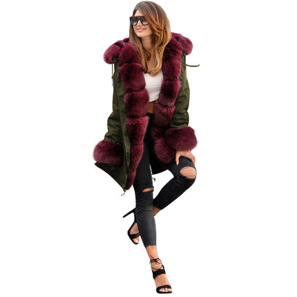 Women Thicken Warm Winter Coat Hood Parka Faux Fur Overcoat Jacket