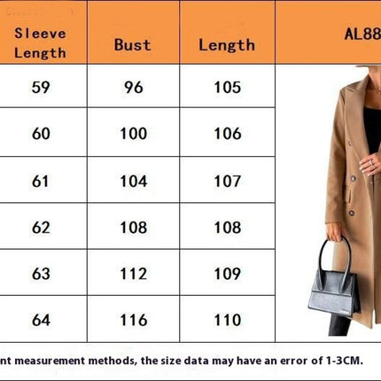 Women's Double-breasted Notched Lapel Midi Solid Color Pea Coat Jackets