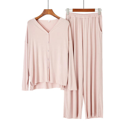 Women's Pajama Set Soft Long Sleeve Pajamas & Long Pants Button-up Sleepwear Lounge Pjs