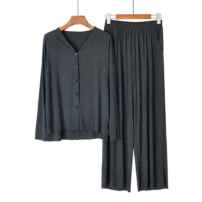 Women's Pajama Set Soft Long Sleeve Pajamas & Long Pants Button-up Sleepwear Lounge Pjs