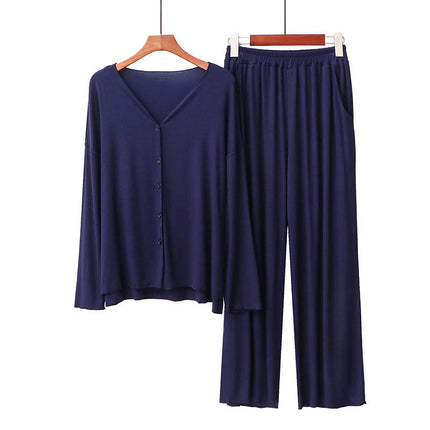 Women's Pajama Set Soft Long Sleeve Pajamas & Long Pants Button-up Sleepwear Lounge Pjs