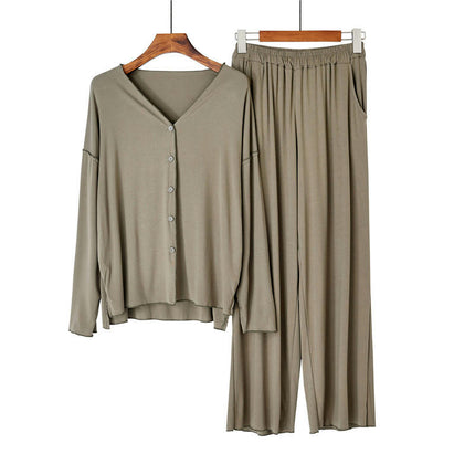 Women's Pajama Set Soft Long Sleeve Pajamas & Long Pants Button-up Sleepwear Lounge Pjs