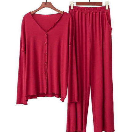 Women's Pajama Set Soft Long Sleeve Pajamas & Long Pants Button-up Sleepwear Lounge Pjs